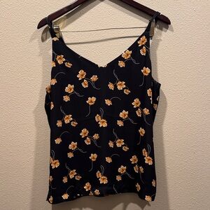 White House Black Market Black and Gold Floral Camisole